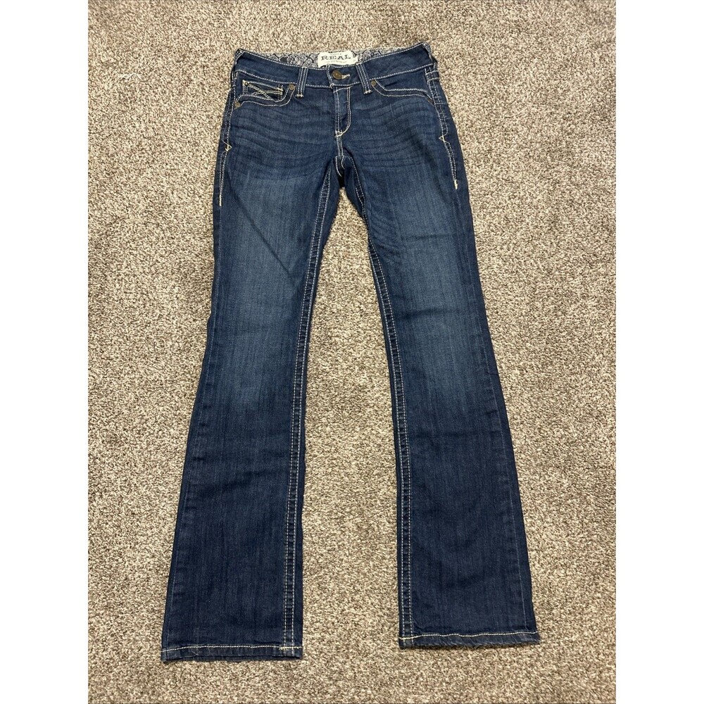 Ariat Real Denim Jeans Women 28L Blue Straight Leg Mid Rise Stretch Western